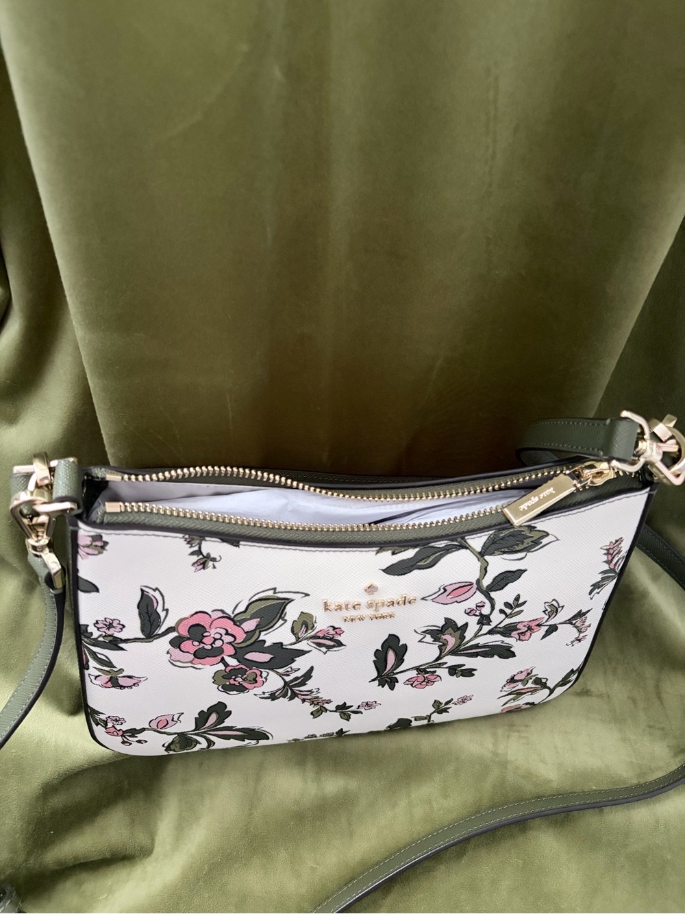 kate spade White Floral Shoulder Bag with Pink and Green Accents - Picture 2 of 7